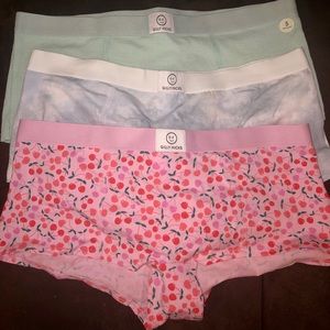 Three pair of hollister boy shorts panties.